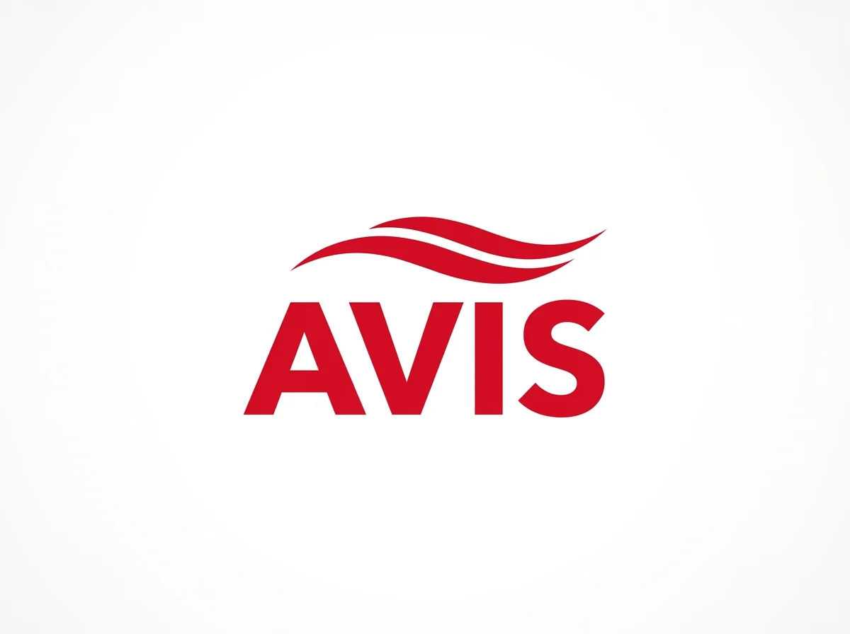 Avis car rental brand logo, white background, official red logo